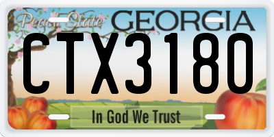 GA license plate CTX3180