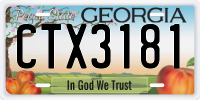 GA license plate CTX3181