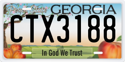 GA license plate CTX3188