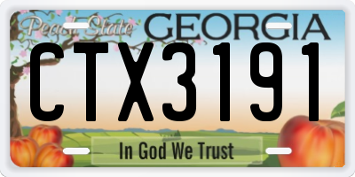GA license plate CTX3191