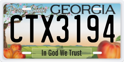 GA license plate CTX3194