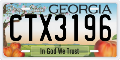 GA license plate CTX3196