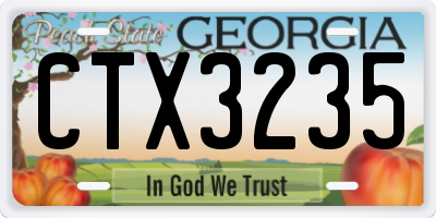 GA license plate CTX3235