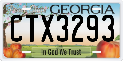 GA license plate CTX3293