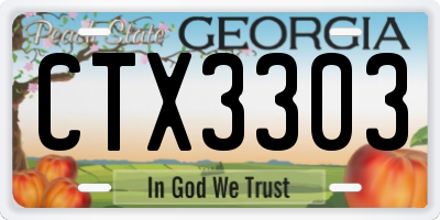 GA license plate CTX3303