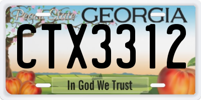 GA license plate CTX3312