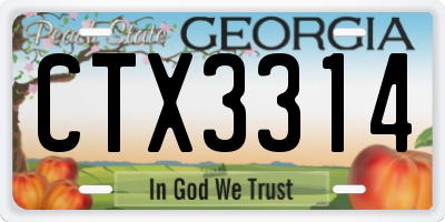 GA license plate CTX3314