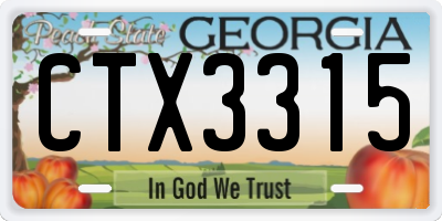 GA license plate CTX3315