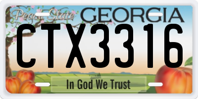 GA license plate CTX3316