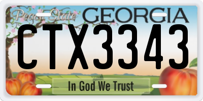 GA license plate CTX3343