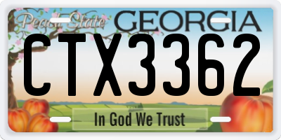 GA license plate CTX3362