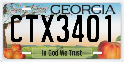 GA license plate CTX3401