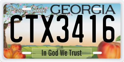 GA license plate CTX3416