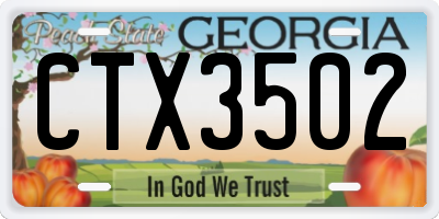 GA license plate CTX3502