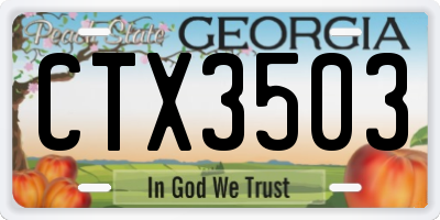 GA license plate CTX3503