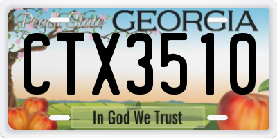 GA license plate CTX3510