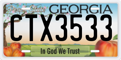 GA license plate CTX3533