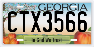 GA license plate CTX3566