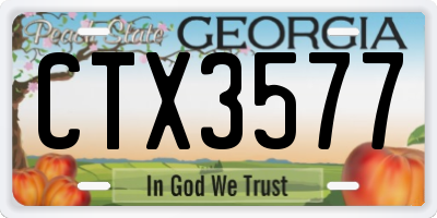 GA license plate CTX3577