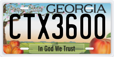 GA license plate CTX3600