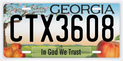 GA license plate CTX3608