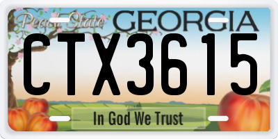 GA license plate CTX3615
