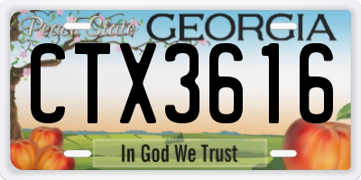 GA license plate CTX3616