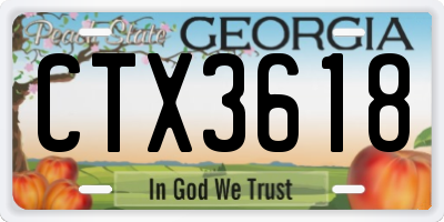 GA license plate CTX3618