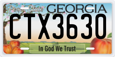 GA license plate CTX3630