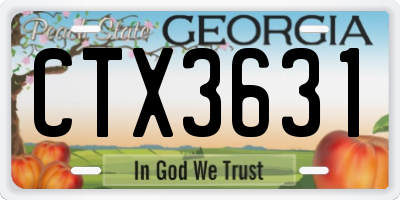 GA license plate CTX3631