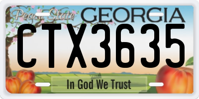 GA license plate CTX3635