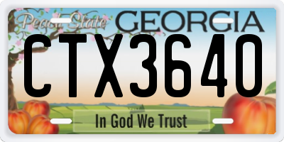 GA license plate CTX3640