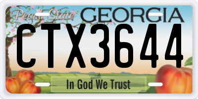 GA license plate CTX3644