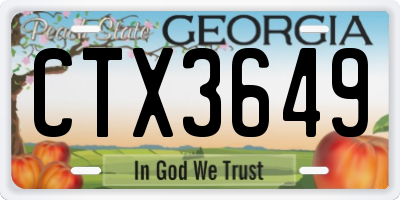 GA license plate CTX3649