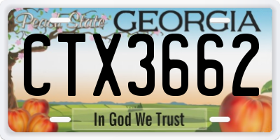 GA license plate CTX3662
