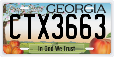 GA license plate CTX3663