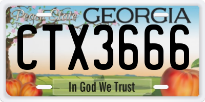 GA license plate CTX3666