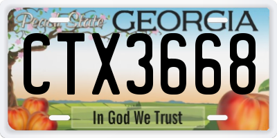 GA license plate CTX3668