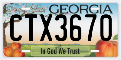 GA license plate CTX3670