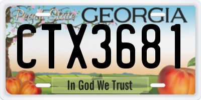 GA license plate CTX3681