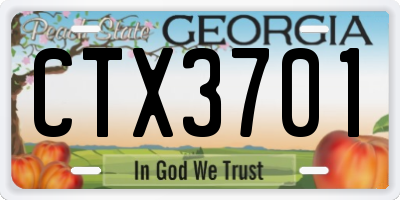 GA license plate CTX3701