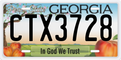 GA license plate CTX3728