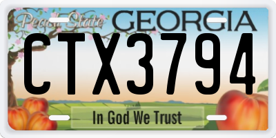 GA license plate CTX3794