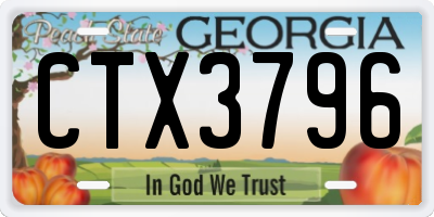 GA license plate CTX3796