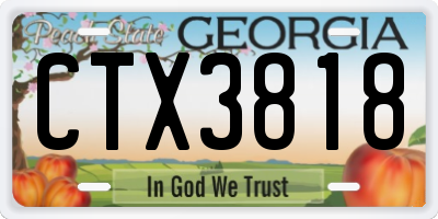 GA license plate CTX3818