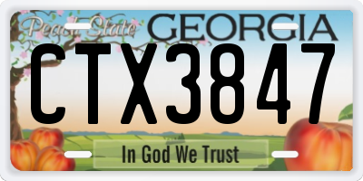 GA license plate CTX3847