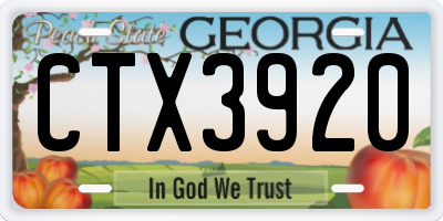 GA license plate CTX3920