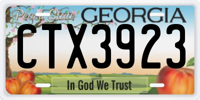 GA license plate CTX3923