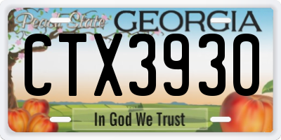 GA license plate CTX3930