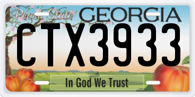 GA license plate CTX3933